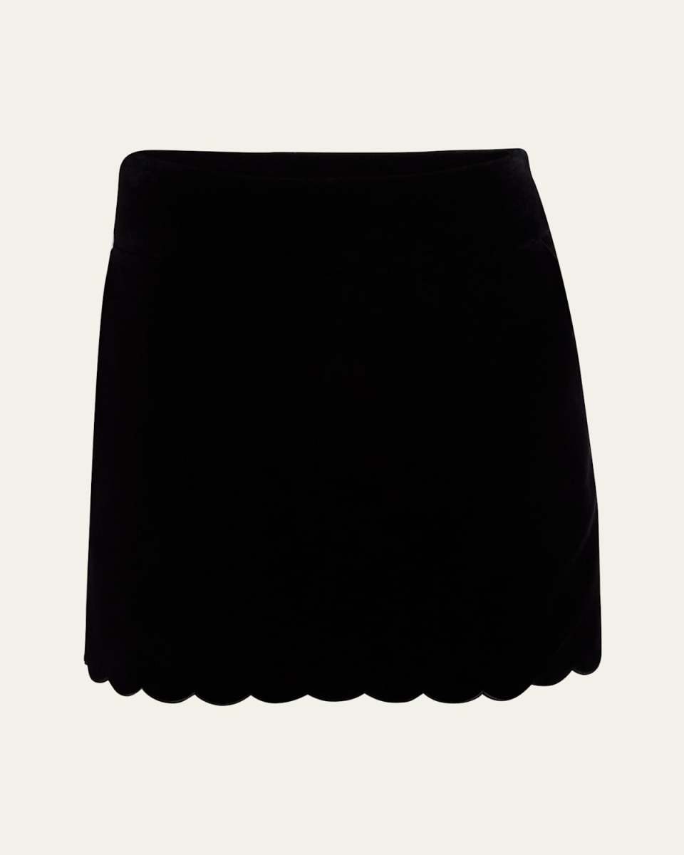 Scallop Velvet Mini Skirt